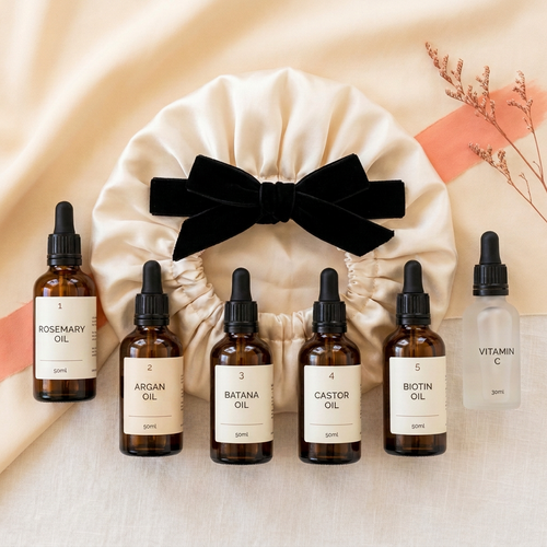 Nourue Complete Hair Care Set — 5 Oils, Vitamin C Serum & Satin Bonnet